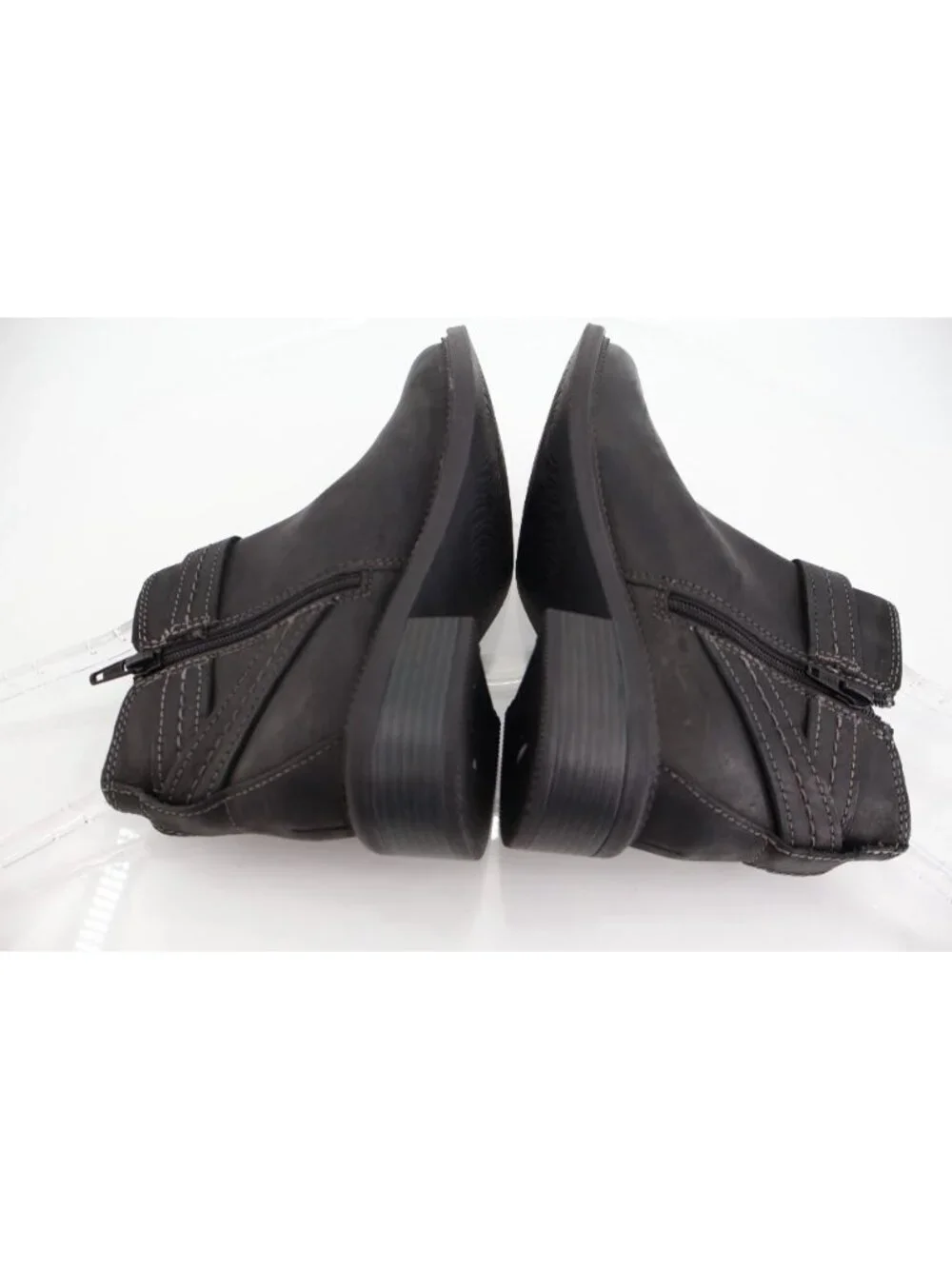 Clarks Womens Maye Strap Boot Size 5 M Black Leather Bootie Chunky Low Heel
